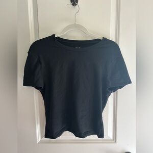 Black Abercrombie Soft Essentials Cropped Short Sleeve Tee